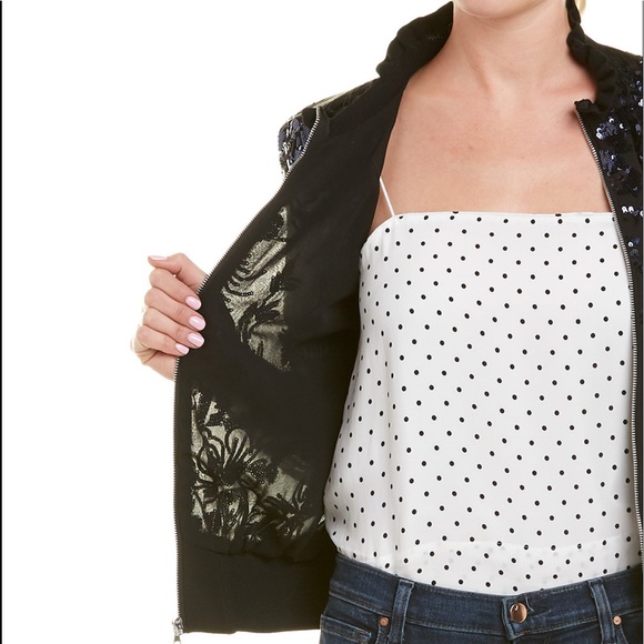 Rebecca Taylor Sequined Silk Bomber Jacket - Picture 4 of 6